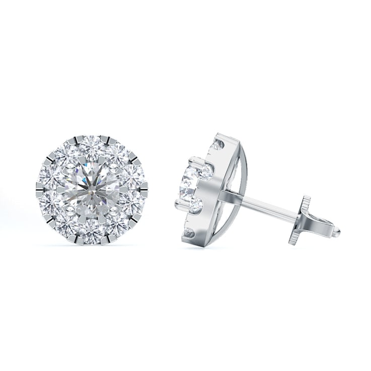 0.5 Cts Round Shaped Lab-Grown Halo Diamond Earrings in 14K White Gold
(G-H, VS-SI, 0.5 Cttw)
