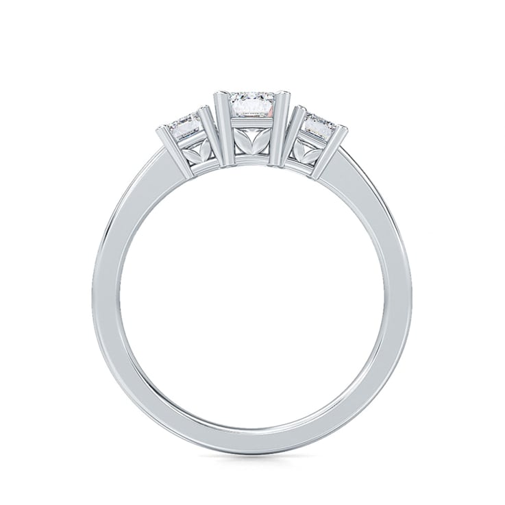 1.00 Ct Emerald Cut Lab-Grown Diamond Three Stone Ring Set in 14K White Gold