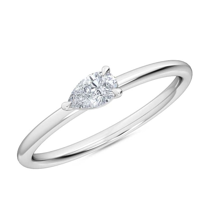 0.25Ct Petite ring with Pear Horizontal Lab Grown Diamond in 14K gold