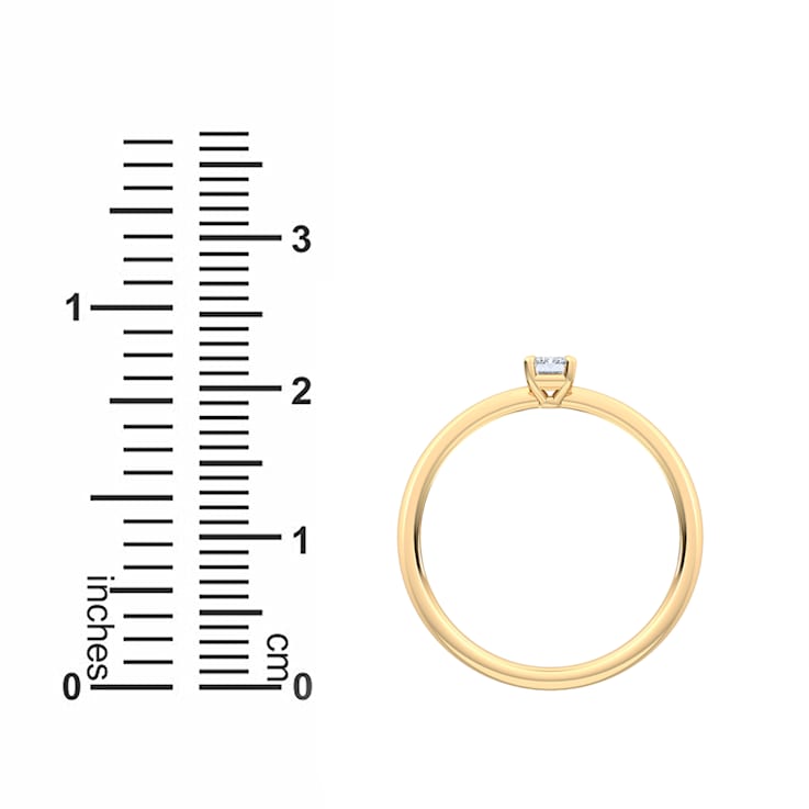 0.25Ct Petite ring with Emerald cut Lab Grown Diamond in 14K yellow gold