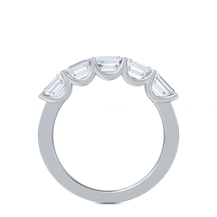 0.75Cttw Emerald Cut five stone Lab-Grown Diamond band set Horizontal in
14K White Gold