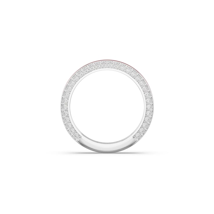 Red Enamel and Lab Diamond Stacking Ring In Sterling Silver