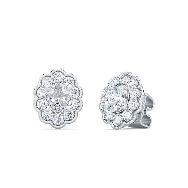0.50 Cts Oval Shaped Lab-Grown Halo Diamond Earrings in 14K White Gold
(G-H, VS-SI, 0.50 Cttw)