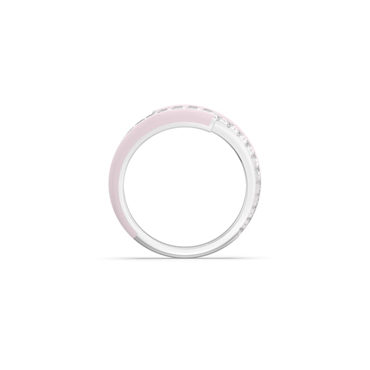 Pink Enamel and Lab Diamond Wrap Ring In Sterling Silver