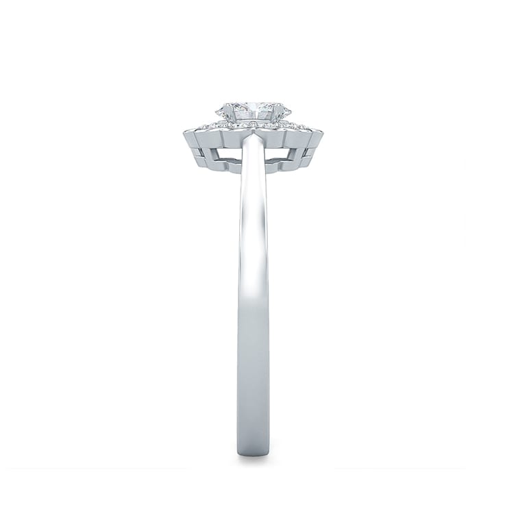 0.50 Ct Oval Shaped Halo Lab-Grown Diamond Ring Set in 14K White Gold