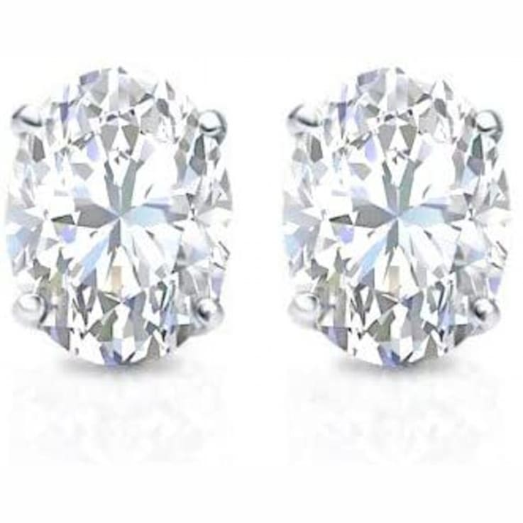 1.00 Cts Oval Shape Lab-Grown Diamond Earring Studs in 14K White Gold