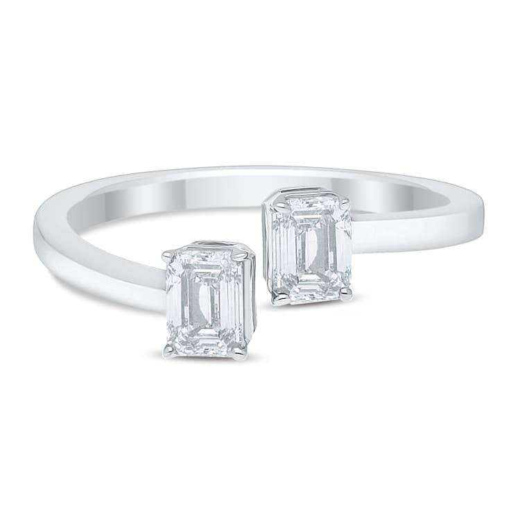 0.75 Ct Emerald Cut Lab-Grown Diamond Two Stone Bypass Ring Set in 14K
White Gold