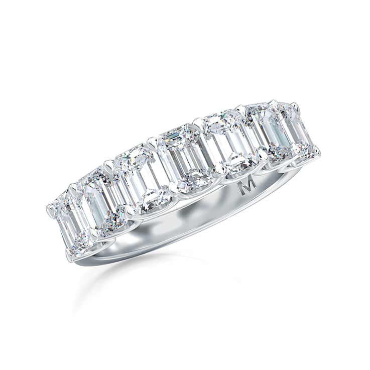 1.00 Ct Emerald Cut seven stone Lab-Grown Diamond band in Emerald Cut
set vertical in 14K White Gold