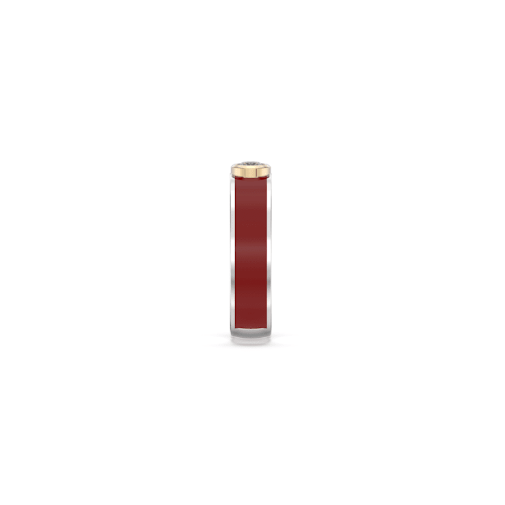 Red Enamel and Lab Diamond Ring In Sterling Silver