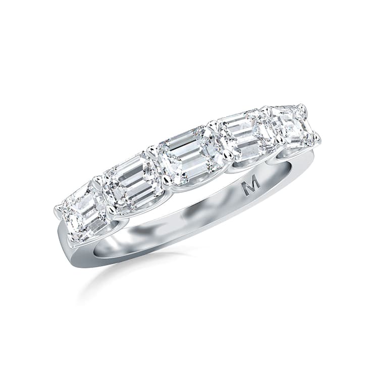 0.75Cttw Emerald Cut five stone Lab-Grown Diamond band set Horizontal in
14K White Gold