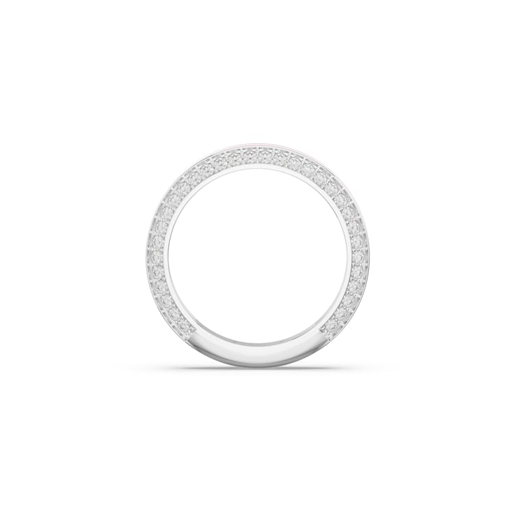 Pink Enamel and Lab Diamond Stacking Ring In Sterling Silver