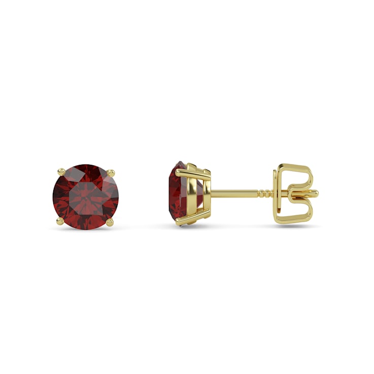 10 Karat Yellow Gold Garnet Stud Earrings For Women