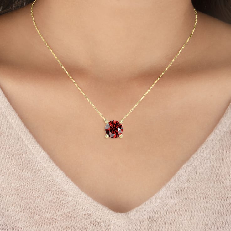 10 Karat Yellow Gold Garnet Pendant Necklace For Women