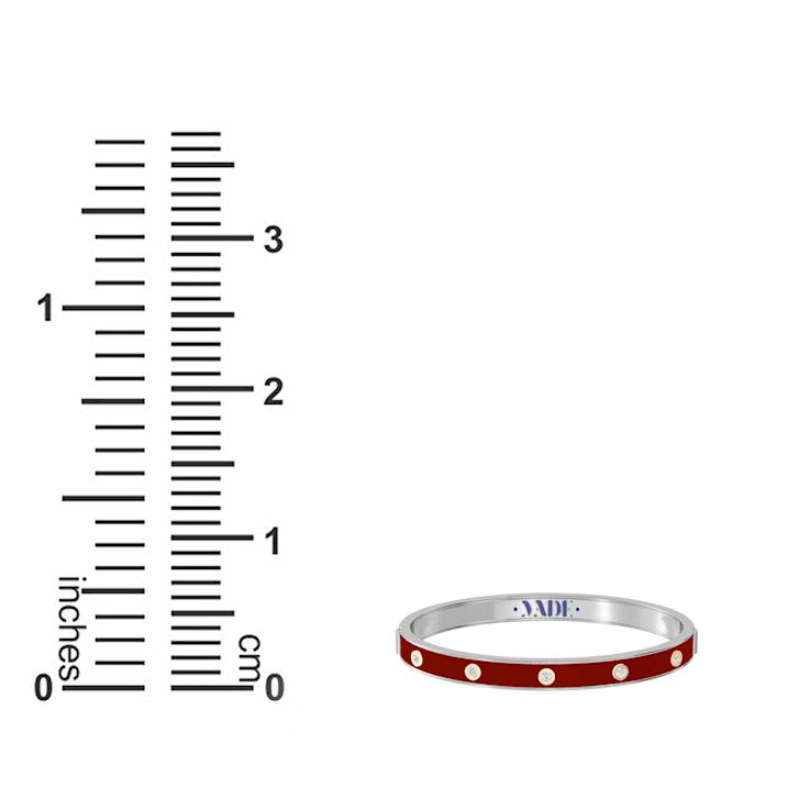 Red Enamel Bangle Bracelet in 14k Gold Over Sterling Silver 0.6ctw