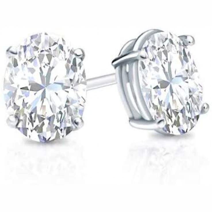 1.00 Cts Oval Shape Lab-Grown Diamond Earring Studs in 14K White Gold