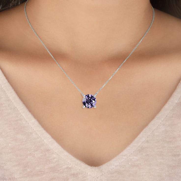 10 Karat White Gold Alexandrite Pendant Necklace For Women