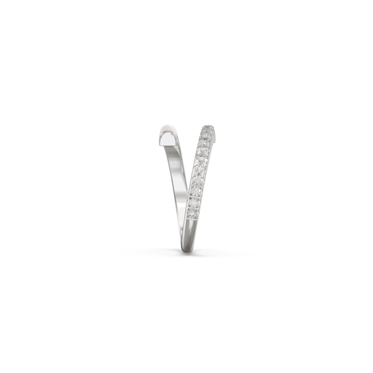 Pink Enamel and Lab Diamond Open Ring In Sterling Silver