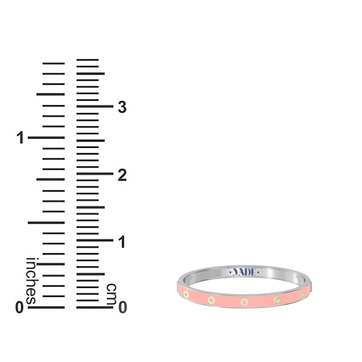 Pink Enamel Bangle Bracelet in 14k Gold Over Sterling Silver 0.6ctw