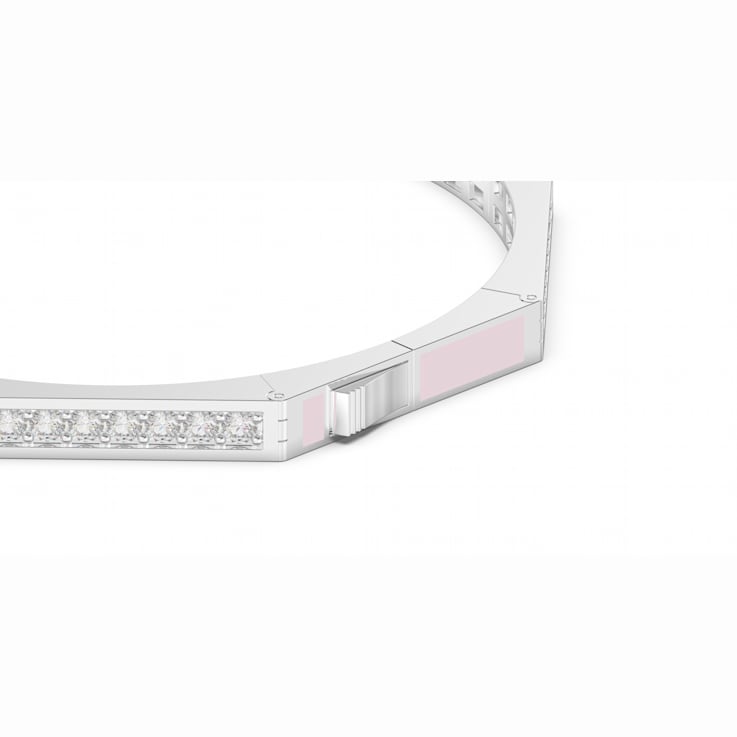 Pink Enamel Bangle Bracelet in Sterling Silver 2.24ctw