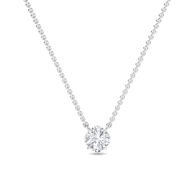 1/2 Cttw Solitaire Kite Cushion LGD 4 Prong Pendant EF VS/SI in 14KW