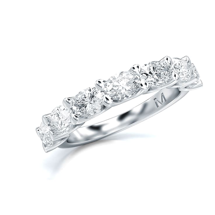 1.50 Ct Oval Shape five stone Lab-Grown Diamond band in Oval set
horizontally in 14K White Gold.