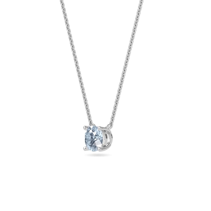 10 Karat White Gold White Sapphire Pendant Necklace For Women