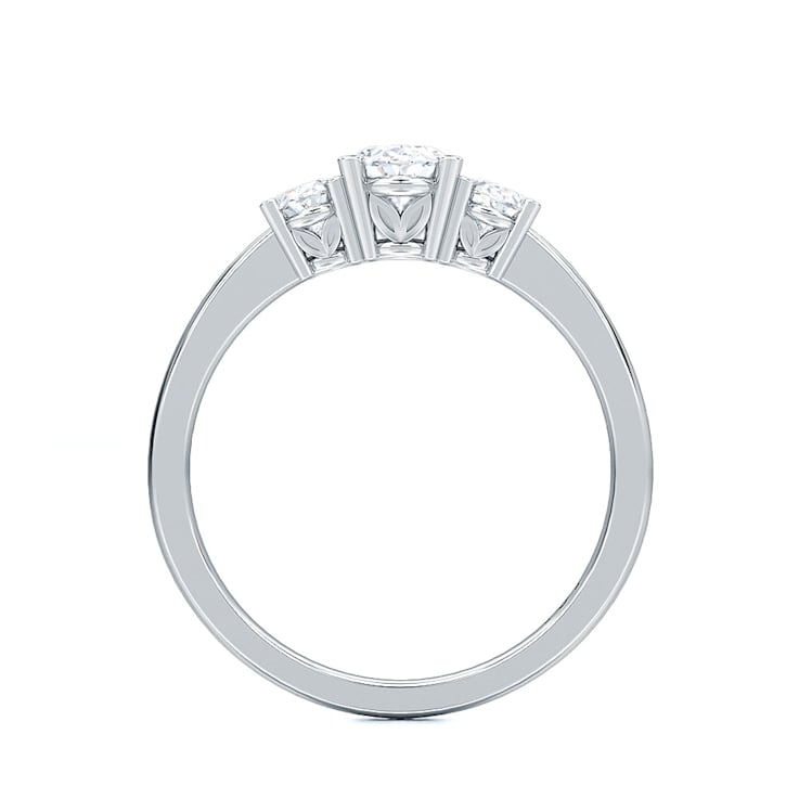 1.00 Ct Oval Shaped Lab-Grown Diamond Three Stone Ring Set in 14K White Gold