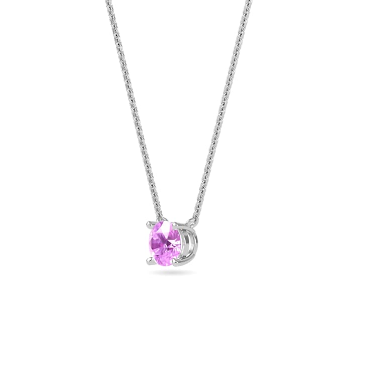 10 Karat White Gold Pink Sapphire Pendant Necklace For Women