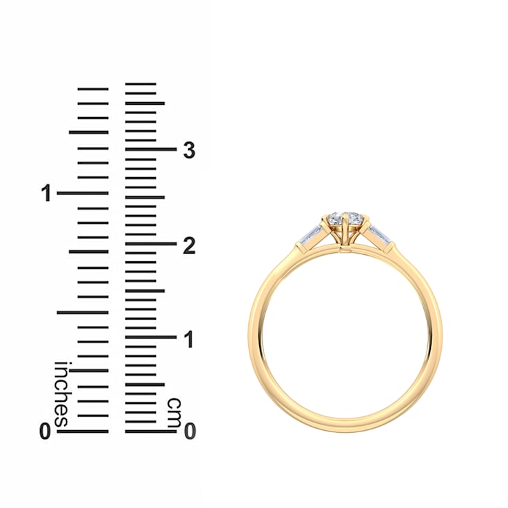 0.30Ct Petite Kite Cushion Shaped Ring with Baguettes on side Lab Grown
Diamond in 14K gold