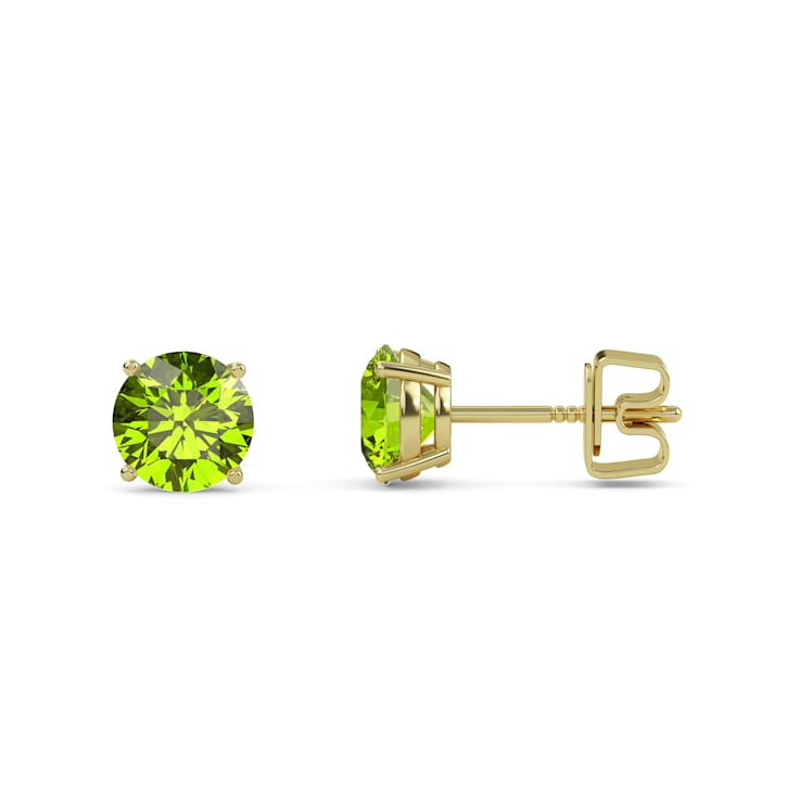 10 Karat Yellow Gold Peridot Stud Earrings For Women
