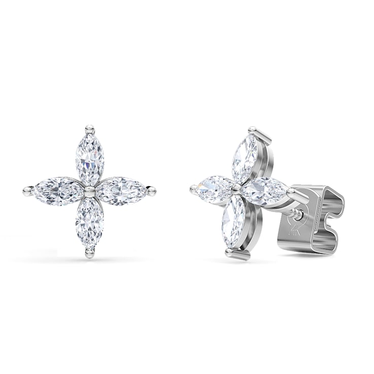 1.00 Cts Flower Marquise Lab-Grown Diamond Earrings in 14K White Gold
(E-F, VS-SI, 1.00 Cttw)