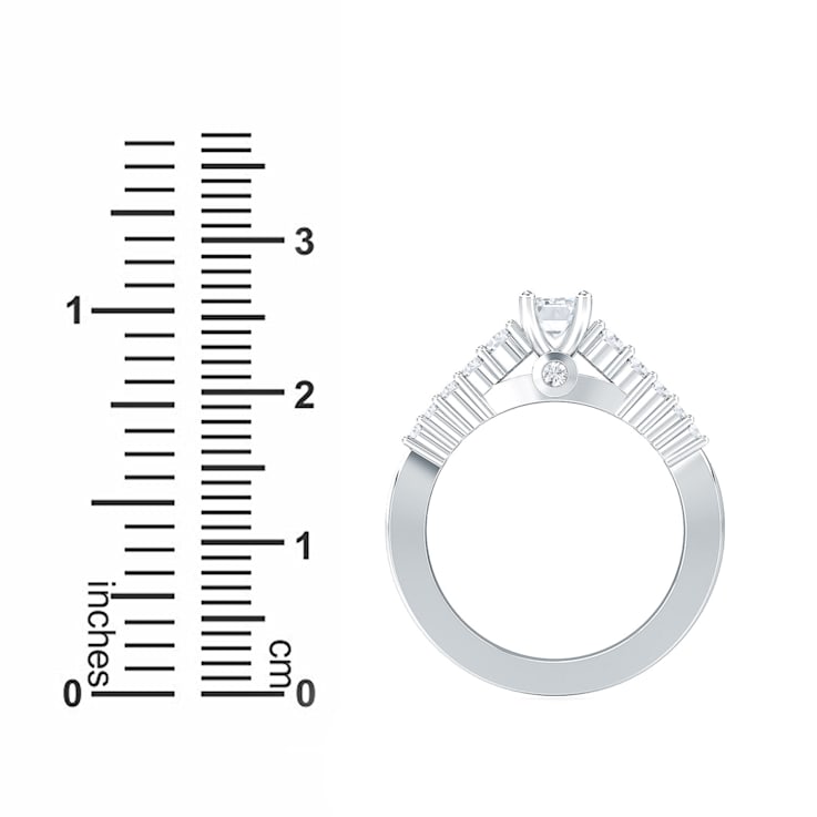 1.00Ct Emerald Cut Solitaire ring with Round side stones Lab Grown
Diamond in 14K gold