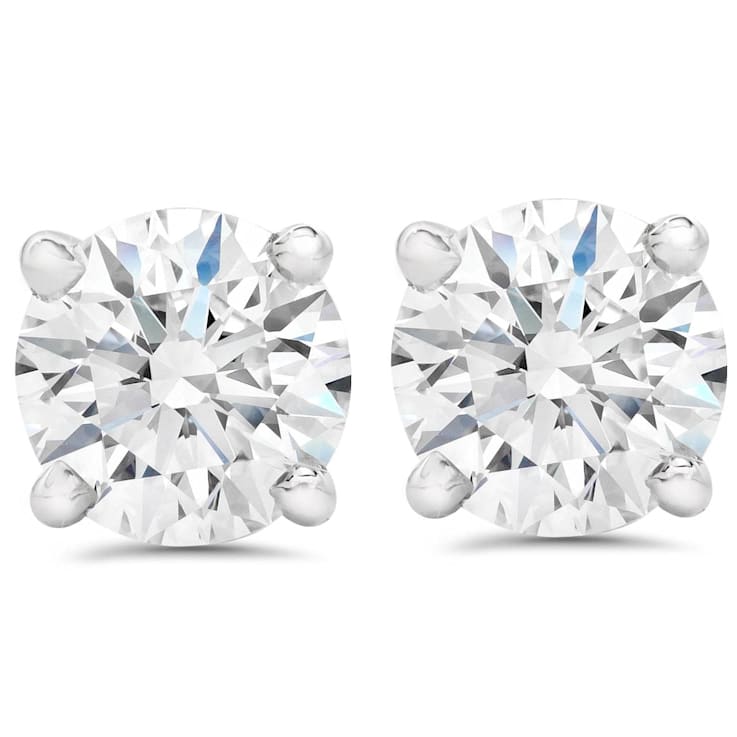 0.75Cts Round Shape Lab-Grown Diamond Earring Studs in 14K  White Gold