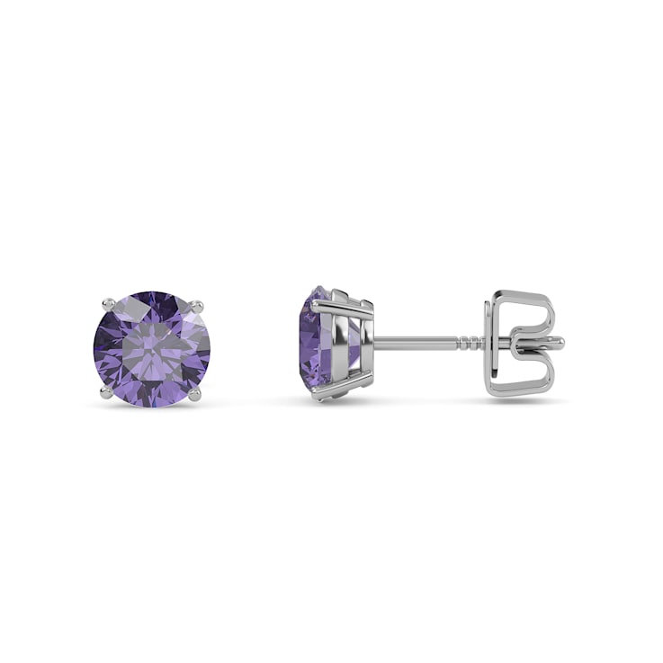 10 Karat White Gold Alexandrite Stud Earrings For Women