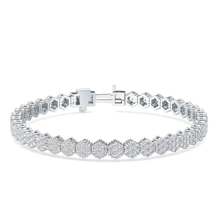 10.00Ct Round Four Prong 7 inch Flower Bracelet in Lab Grown Diamond in
10K gold (10.00Ct FG-VS-SI)