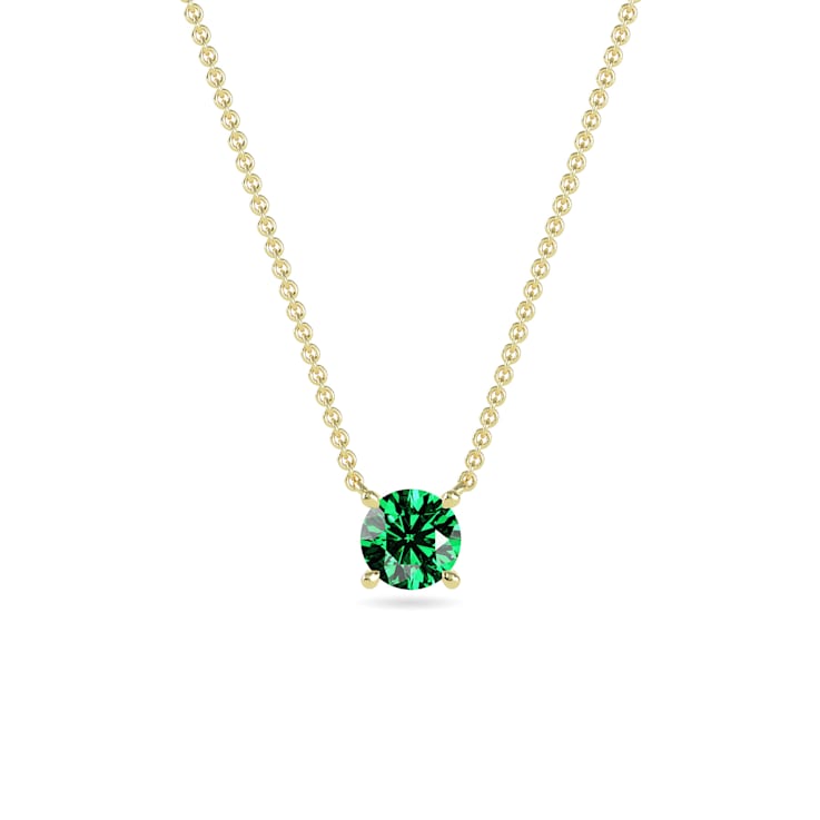 10 Karat Yellow Gold Emerald Pendant Necklace For Women