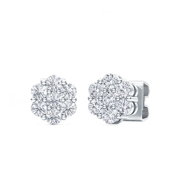 1 ctw Round Colorless (E) Lab Grown Diamond Stud Earrings 14K White Gold E+, VS1+