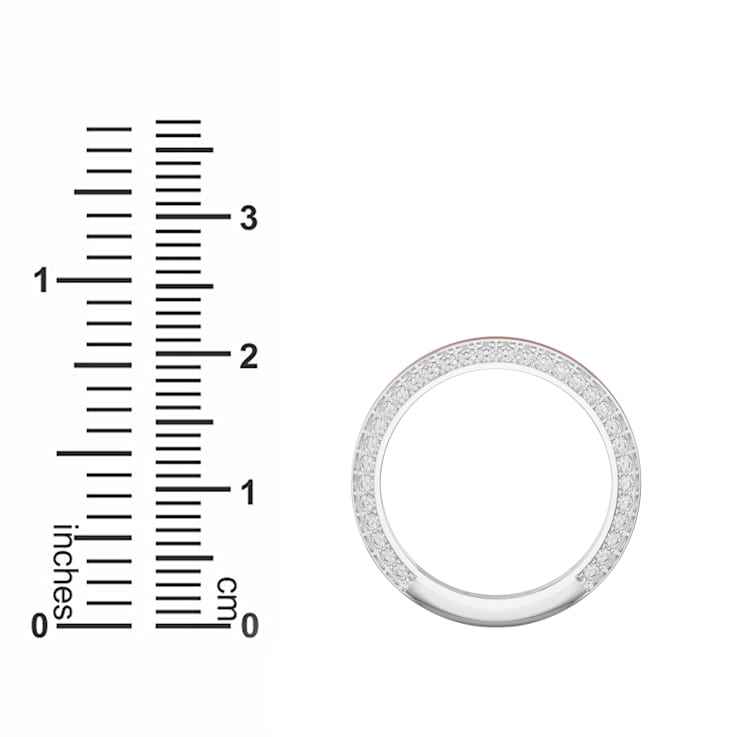 Red Enamel and Lab Diamond Stacking Ring In Sterling Silver