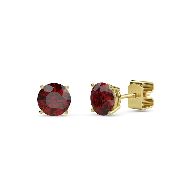 10 Karat Yellow Gold Garnet Stud Earrings For Women