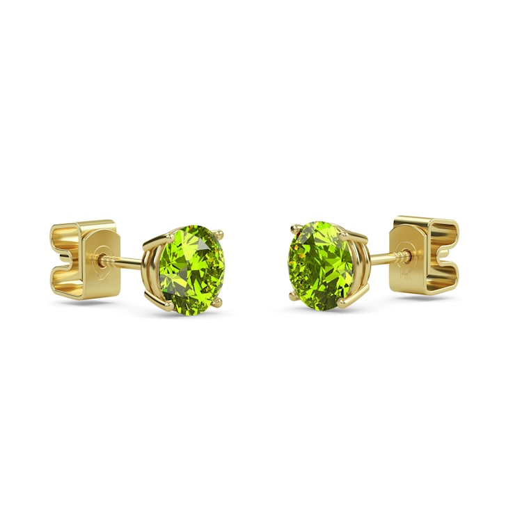 10 Karat Yellow Gold Peridot Stud Earrings For Women