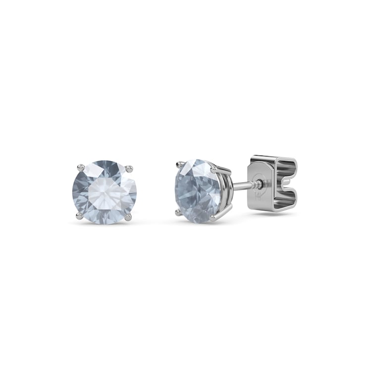 10 Karat White Gold White Sapphire Stud Earrings For Women