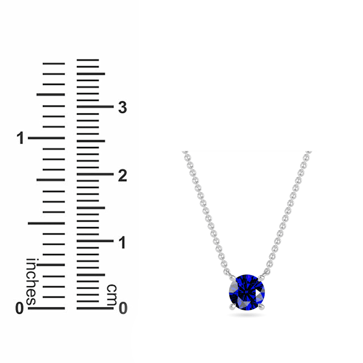 10 Karat White Gold Blue Sapphire Pendant Necklace For Women