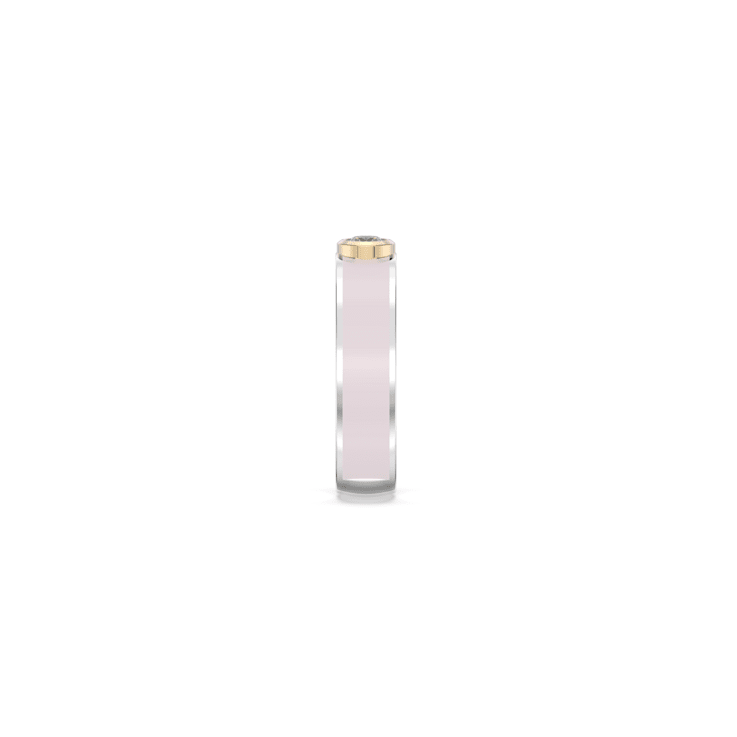 Pink Enamel and Lab Diamond Ring In Sterling Silver