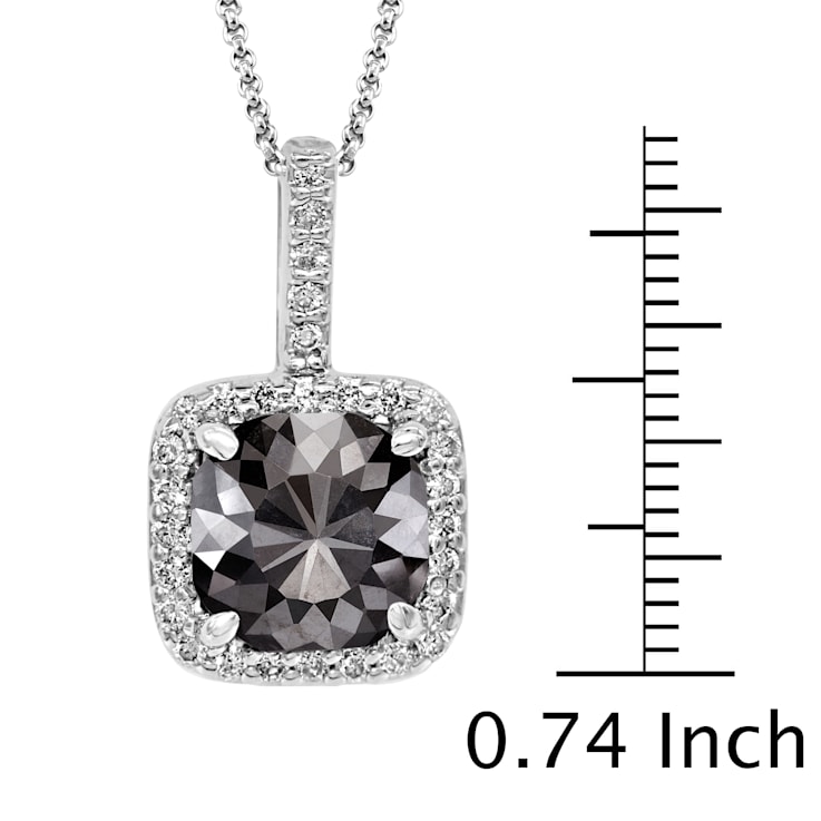 Black Diamond Round White Diamond Halo Pendant With Chain In 14k White
3.81ctw Cushion Shape