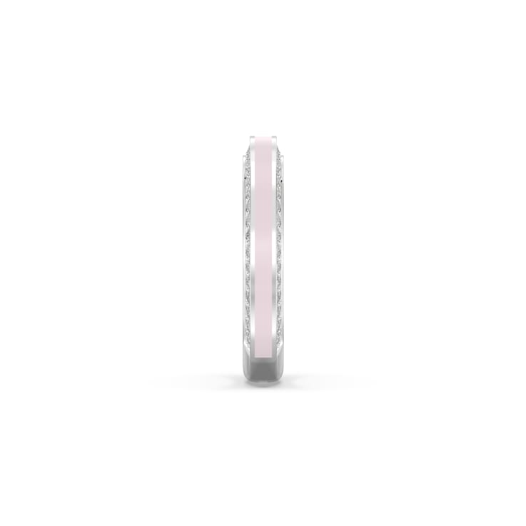 Pink Enamel and Lab Diamond Stacking Ring In Sterling Silver