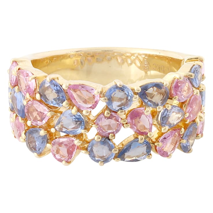 Beverley K 14K Yellow Gold 2.03ctw Light Blue Sapphire and 1.72ctw Pink
Sapphire Band