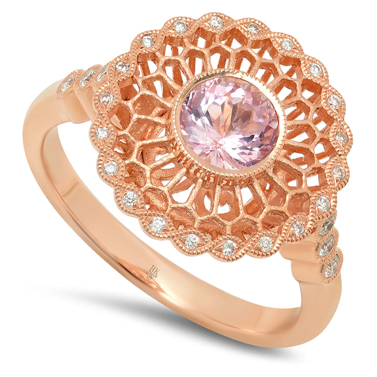 Beverley K 14K Rose Gold Diamond 0.13ctw and Morganite 0.60ctw Ring