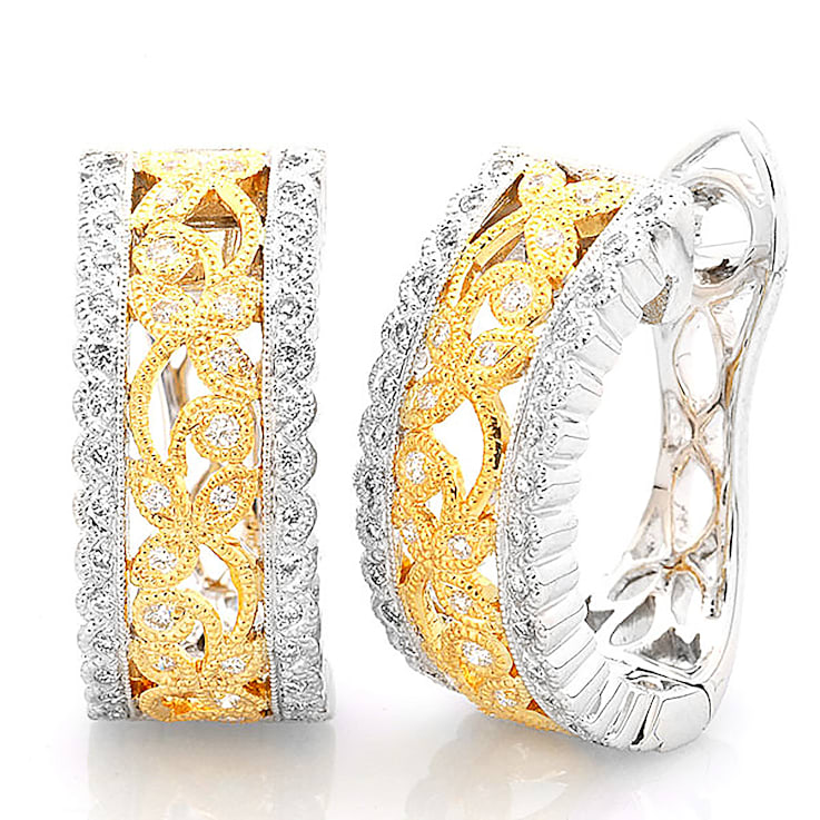 Beverley K 18K White and Yellow Gold Diamond 0.30ctw Huggie Earrings