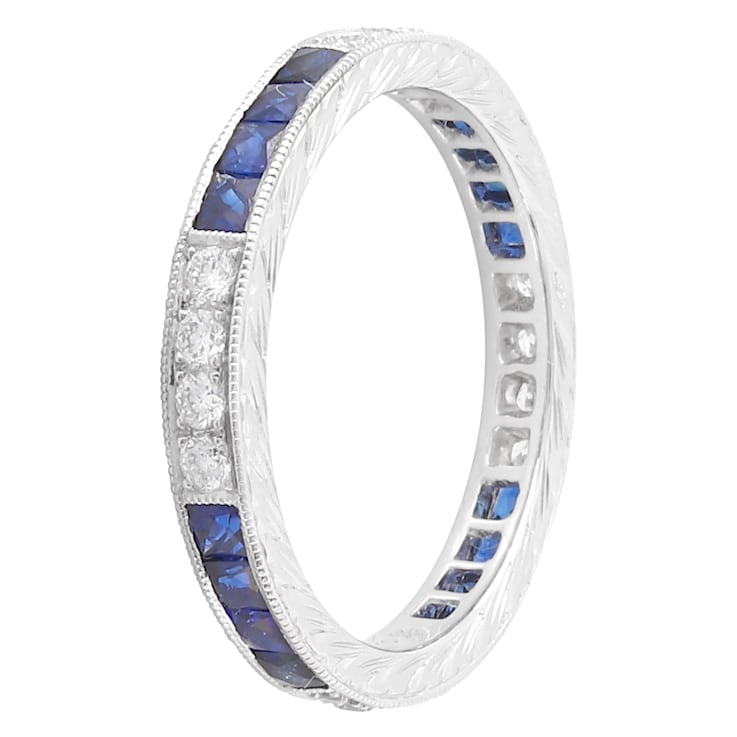 Beverley K 14K White Gold 0.32ctw Diamond and 0.96ctw Sapphire Eternity Band