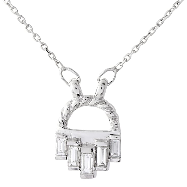 Beverley K 14K White Gold Diamond  Baguette 0.13ctw Pendant